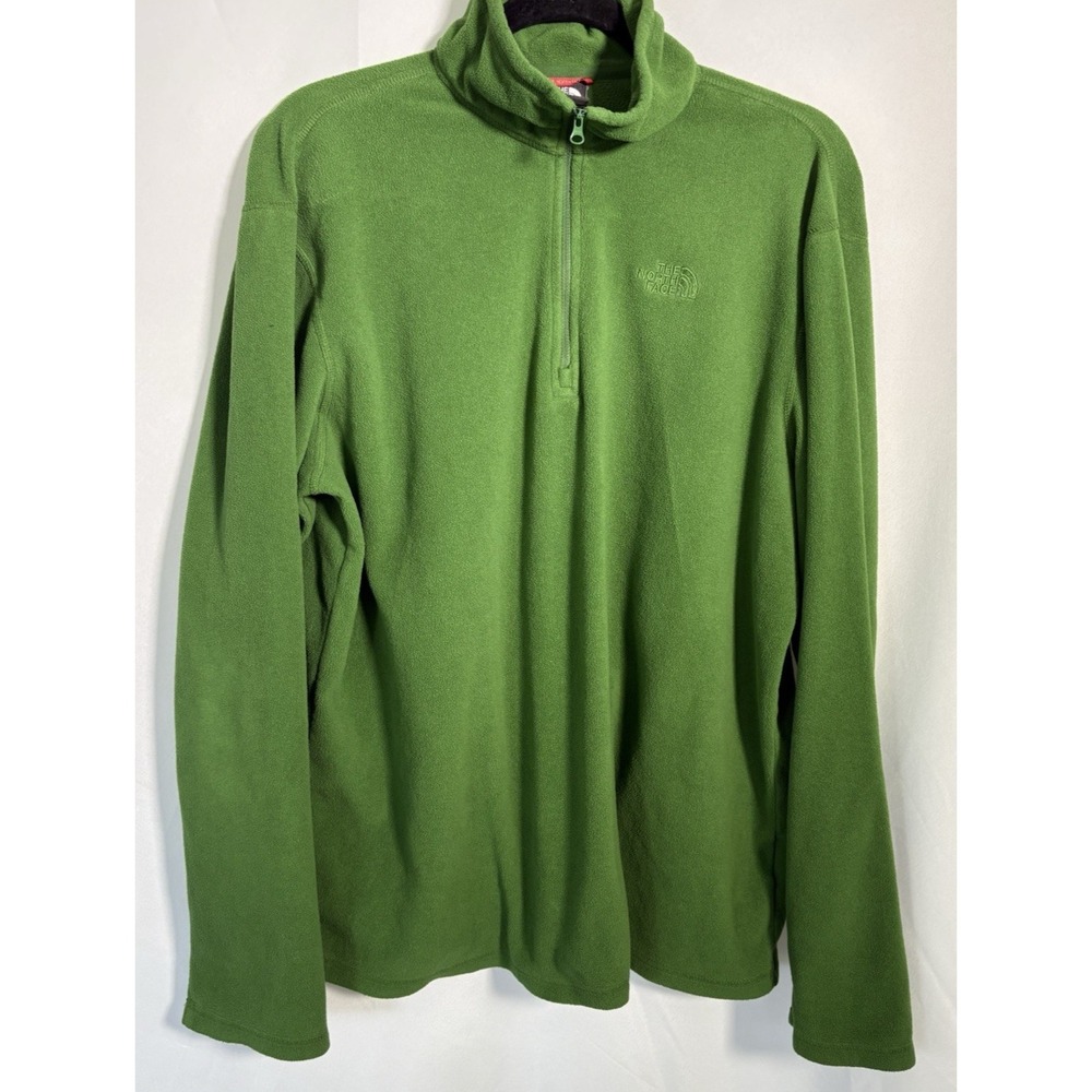 The‎ North Face Sweatshirt Size L Light weight Green fleece 1/4 Zip